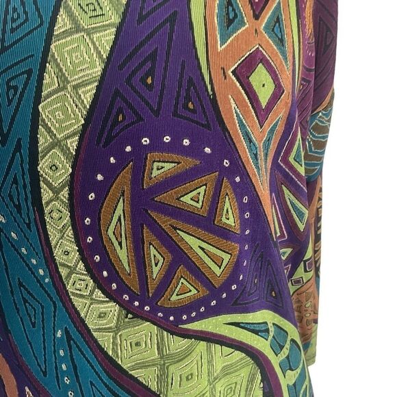 A Touch Of Class Vintage Tunic Stretchy Bright Aztec Design Resort Wear Size M - Picture 4 of 12